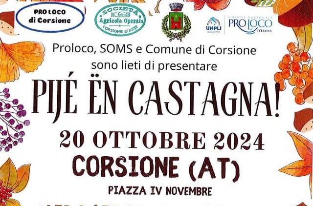 "Pijè en castagna!" manifestazione del 20 ottobre su piazza IV novembre a Corsione